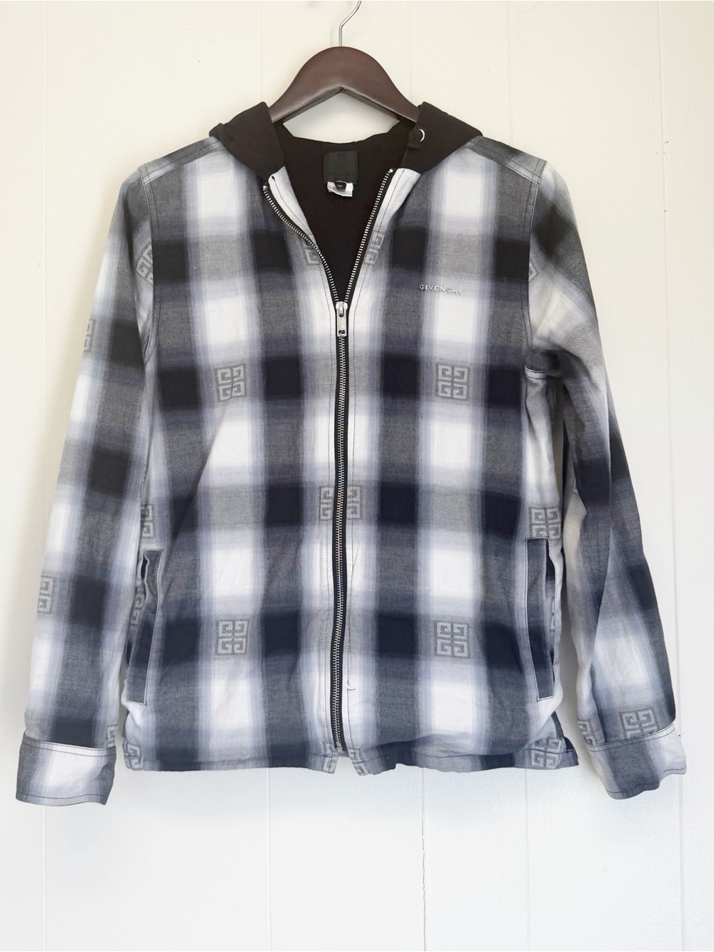 GIVENCHY Kids Logo Checkered Zip Up Jacket Size 12+ Authentic